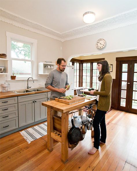 Narrow Kitchen Island, Butcher Block Kitchen Island, Renovated Kitchen, Kitchen Tour, Butcher Block Kitchen, Narrow Kitchen, Neutral Kitchen, Popular Kitchens, Butcher Block Countertops