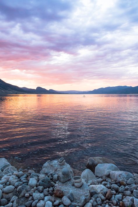 Counselling Branding, Okanagan Lake, Lake Aesthetic, Distant Mountains, Summer Aesthetics, Okanagan Valley, Summer Lake, Large Beach Towels, Sunset View