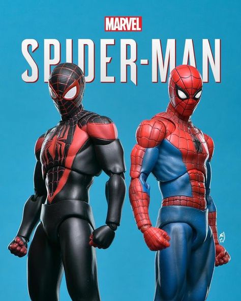 Spider Man Figures, Miles And Peter, Mafex Spiderman, Spiderman Toys, Spiderman Action Figure, Marvel Legends Action Figures, Spiderman Ps4, Spiderman Costume, Spiderman Art Sketch