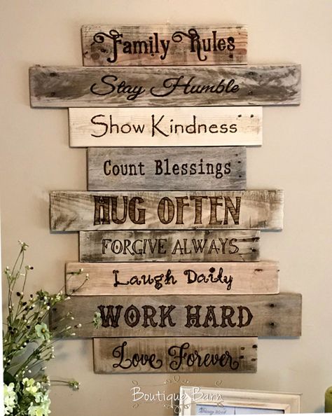 Wood Sign/Family Rules/Family Art/Rustic Wall Decor/Farmhouse Decor/Country Home Decor/Family/Inspirational Decor/Rustic/Reclaimed Wood/Gift House Rules Sign, Reclaimed Wood Decor, Reclaimed Wood Signs, Wall Decor Farmhouse, Family Wood Signs, Smart Tiles, Decor Ikea, Rustic Wood Walls, Family Rules