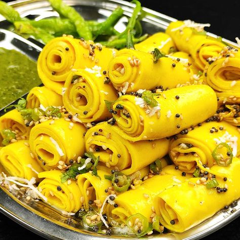 Food Forever - Yummy Gujarati Khandvi | Food Forever Gujrati Recipe, Khandvi Recipe, Beautiful Disney Quotes, Group Food, Bbq Grills, Disney Quotes, Food Culture, Finger Food, Indian Food