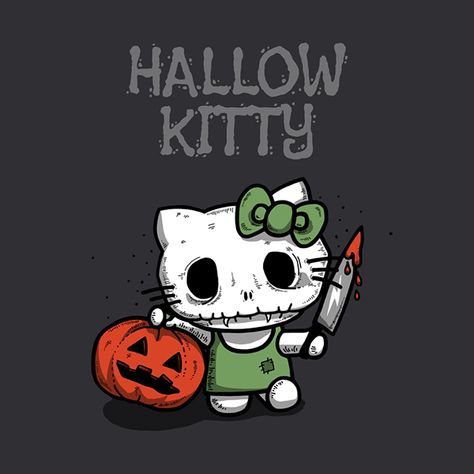 Hallow Kitty on Behance Scarie Movie, Hello Kitty Halloween Wallpaper, Hello Kitty Tattoos, Hello Kitty Images, Hello Kitty Characters, Kitty Drawing, Hello Kitty Backgrounds, Hello Kitty Halloween, Hello Kitty Drawing