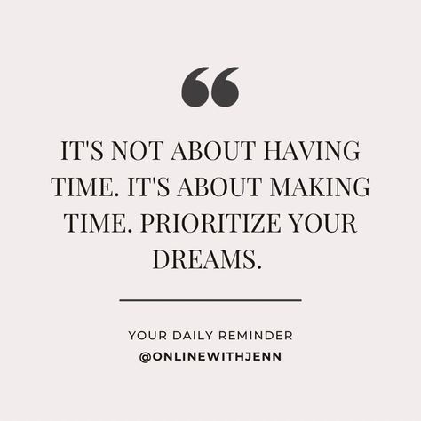 Don’t forget to 💟 Follow @onlinewithjenn for more #businessquotesoftheday #businessquotessuccess #businessmotivational #businessinspiration #quoteofthedayy #yougotthis #keepgoingkeepgrowing #futuregoals #futureself #goalcrusher #businessmotivationquotes #businessmotivationalquotes Business Motivational Quotes, Future Goals, Business Inspiration, Business Quotes, Daily Reminder, Make Time, Business Motivation, Online Business, Dreaming Of You