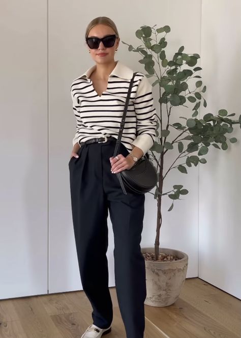 Striped Sweater Outfit, Minimalist Wardrobe Capsule, Lawyer Outfit, Celebrity Casual Outfits, Spring Work Outfits, Stripe Outfits, Winter Outfit Inspiration, Stylish Work Outfits, Pinterest Outfits