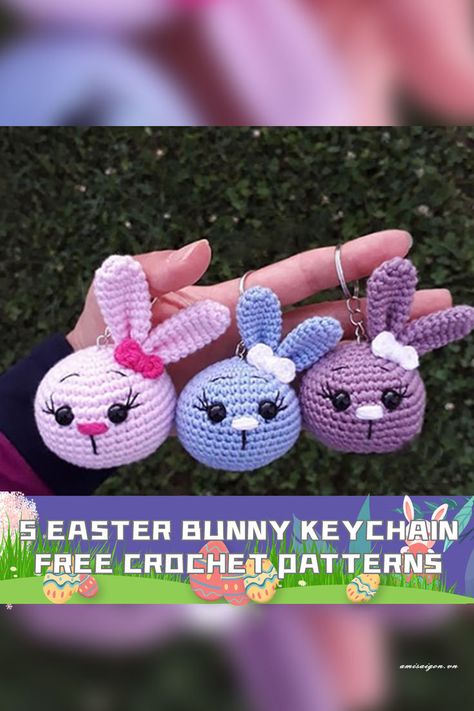 Get ready for Easter with these adorable crochet patterns for bunny keychains! 🐰🔑 They're perfect for adding a touch of cuteness to your keys or bags. #EasterCrafts #CrochetPatterns Key Chain Crochet, Keychain Amigurumi, Bunny Keychain, Bunny Amigurumi, Crochet Teddy Bear Pattern, 4mm Crochet Hook, Turkish Pattern, Crochet Bunny Pattern, Key Holders