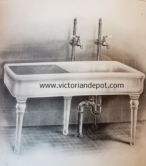 Victorian Kitchen Sink, Victorian Sink, Antique Sink, Sink Legs, Victorian Floor, Victorian Home Decor, Victorian Style Homes, Victorian Kitchen, Victorian Bathroom