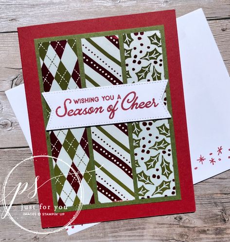 Shining Christmas Stampin Up Cards, Shining Christmas Dsp, Stampin Up Shining Christmas Dsp, Folded Christmas Cards, 2024 Card, Christmas Classics, Dsp Cards, Card Layouts, Fabulous Christmas