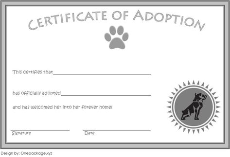 Professional Pet Adoption Certificate Template Free 23 Designs Adoption Certificate Template, Mary Kay Gift Certificates, Dog Adoption Certificate, Pet Adoption Certificate, Mary Kay Gifts, Free Gift Certificate Template, Adoption Papers, Adoption Certificate, Printable Certificates