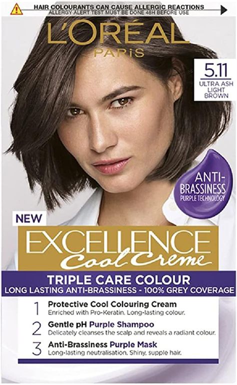 L'Oreal Paris Excellence Cool Crème Permanent Hair Dye, Up To 100% Grey Hair Coverage, Natural-Looking Hair Colour Result, Brown Hair Dye 5.11 Ultra Ash Light Brown : Amazon.co.uk: Beauty Loreal Ash Brown Hair Color, Loreal Ash Brown, Ash Light Brown, Light Ash Brown Hair Color, Ash Brown Hair Dye, Light Brown Hair Dye, Ash Brown Color, Light Ash Brown Hair, Paris Hat