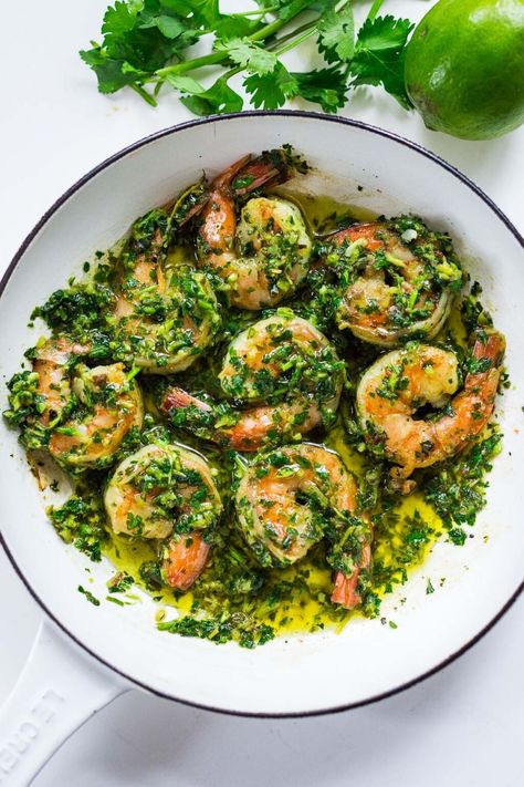 Holiday Seafood Recipes, Chimichurri Shrimp, Seared Shrimp, Chimichurri Recipe, Shrimp And Rice, Sustainable Seafood, Chimichurri Sauce, Shrimp Recipe, Seafood Dishes