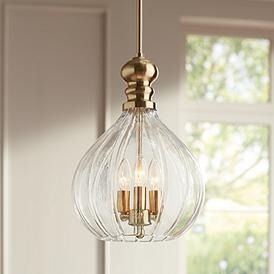 Possini Euro Houten 11 1/2" Wide Soft Gold 3-Light Glass Mini Pendant Traditional Cabinets Kitchen, Lights Over Kitchen Island, Gold Pendant Lighting, Dining Room Light Fixtures, Island Pendant Lights, Contemporary Pendant Lights, Kitchen Island Lighting Pendant, Kitchen Island Pendants, Modern Glam