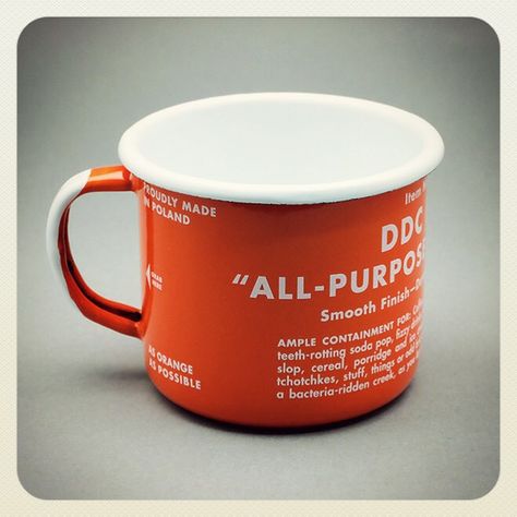 Aaron James Draplin op Instagram: "HOT FROM THE KILN: Our new "DDC All-Purpose Campfire Cup!" Manufactured in Poland! We've got them in the DDC Pop-Up Shop today, and will…" Enamel Mug Design, Graphic Mugs, Aaron Draplin, Draplin Design, Branded Mugs, Coffee Shop Logo, Camping Cups, Logos Ideas, Merch Ideas