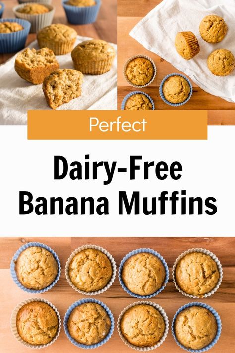 Dairy Free Banana Muffins, Dairy Free Banana Bread, Mini Banana Muffins, Vegan Banana Muffins, Dairy Free Muffins, Banana Muffins Recipe, Gluten Free Banana Muffins, Dairy Free Baking, Banana Oatmeal Muffins