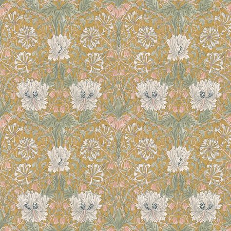 Pure Honeysuckle & Tulip by Morris - Gold - Wallpaper : Wallpaper Direct Morris Marigold Wallpaper, William Morris Melsetter Wallpaper, William Morris Honeysuckle, William Morris Golden Lily Wallpaper, Morris & Co. Pure Honeysuckle & Tulip Wallpaper, Morris Wallpapers, Gold Wallpaper, Wallpaper Direct, William Morris