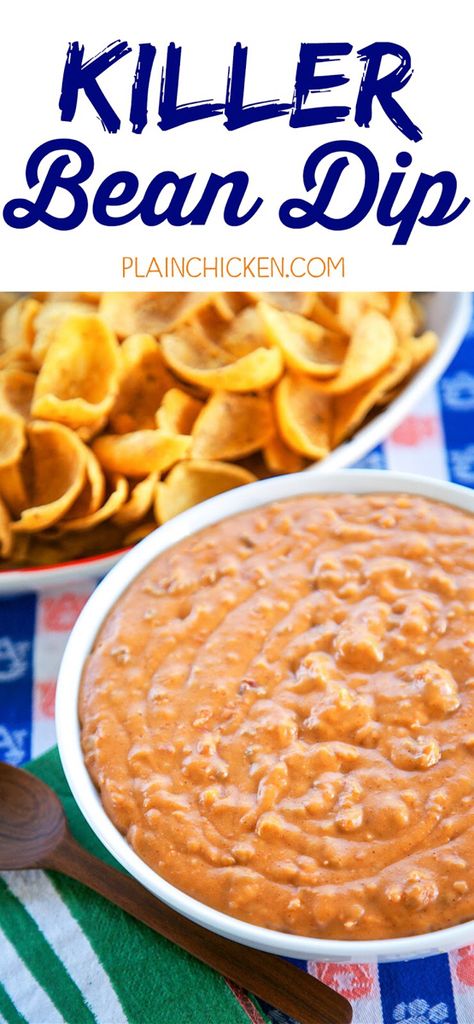 Hamburger Taco, Refried Bean Dip, Football Friday, Mexican Dip, Mexican Dips, Bean Dip Recipes, Jalapeno Popper Dip, Plain Chicken, Taco Dip