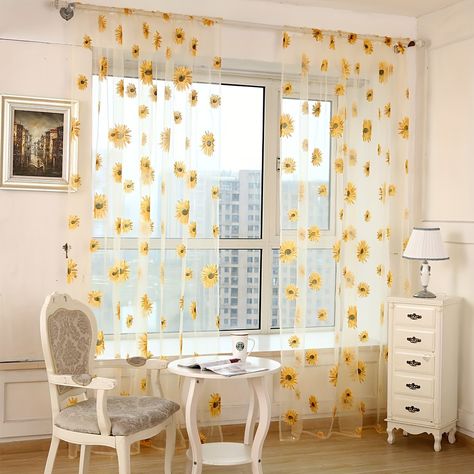 Faster shipping. Better service बेडरूम डिजाइन, Sunflower Room, Rum Inspo, The Curtains, Yellow Room, Country Curtains, Curtain Ideas, Aesthetic Rooms, Room Decorations