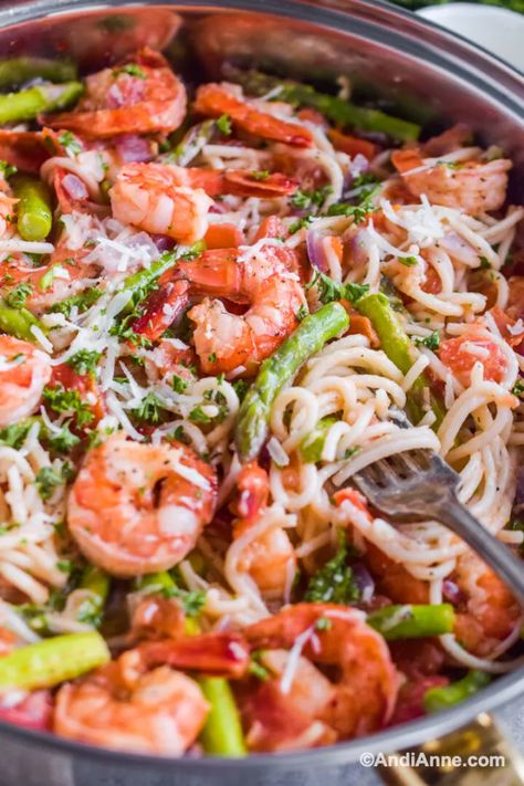 Shrimp Asparagus Pasta Recipes, Seasoned Asparagus, Shrimp Asparagus Pasta, Rv Meals, Asparagus Pasta Recipes, Jarred Alfredo Sauce, Shrimp Asparagus, Golo Recipes, Asparagus Casserole