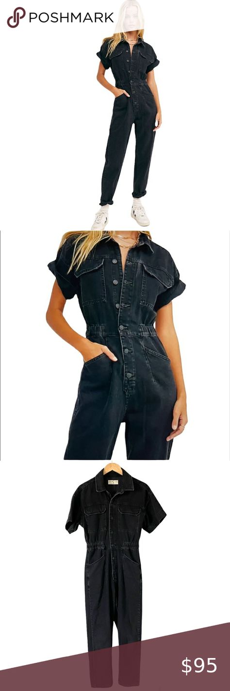 Free People Marci Coveralls Black Denim Jumpsuit Romper Pants Womens Small Black Denim Jumpsuit, Pants Womens, Free People Pants, Denim Jumpsuit, Romper Pants, Black Denim, Jumpsuit Romper, Free People, Pants For Women