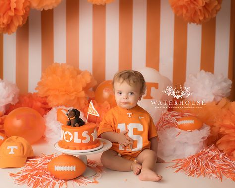 Football Smash, Tennessee Vols Smash, Football Cake Smash, Tennessee Vols Cake Smash, Orange, White, Cake Smash Inspiration, Boys Cake Smash, Football Cake Smash, White Cake Smash, Football Theme Birthday, Football First Birthday, Cake Smash Inspiration, Boys Cake, Smash Cake Boy, Football Birthday Party, Tennessee Vols