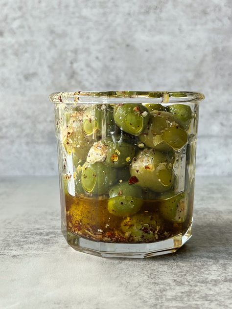 Spicy Feta Stuffed Olives - Something Nutritious Olive Recipe, Spicy Feta, Stuffed Olives, Papa Recipe, Marinated Olives, Antipasto Platter, Olive Recipes, Brunch Buffet, Olive Young