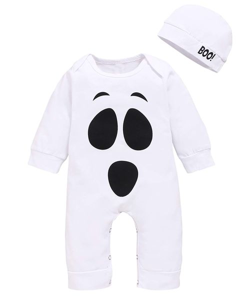 PRICES MAY VARY. Baby Halloween clothes,newborn first Halloween romper,newborn ghost outfit,is very suitable for the atmosphere of Halloween Baby Halloween outfit,newborn halloween ,newborn ghost baby clothes,newborn ghost,make your baby more cute Baby 1st Halloween outfit,newborn ghost romper,is the best Halloween gift and ghost baby shower for newborn Baby halloween outfit,newborn ghost outfit,great for baby ghost party and newborn outfit Baby halloween romper has one newborn ghost romper and Newborn First Halloween, Baby 1st Halloween, Baby Halloween Onesie, Ghost Outfit, Ghost Hat, Newborn Costume, Halloween Romper, Baby Halloween Outfits, Newborn Halloween