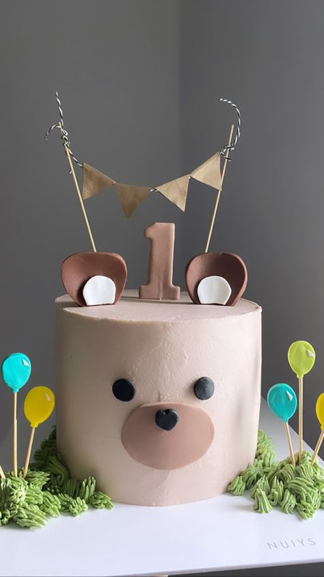 Teddy Bear Bday Theme, Christian First Birthday Party, Bear Cake First Birthday, Simple Bear Cake, Beary First Birthday Cake, Beary First Birthday Girl, Teddy Bear Theme Cake, Bear First Birthday Cake, Teddy Birthday Cake