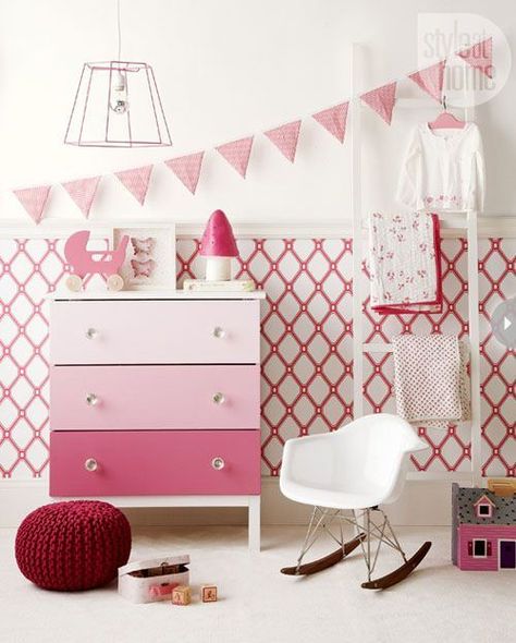 Pink ombre! Love this! Ikea Tarva, Ikea Tarva Dresser, Mommo Design, Hack Ikea, Ikea Dresser, Ideas Hogar, Painting Furniture Diy, Big Girl Rooms, Ikea Diy