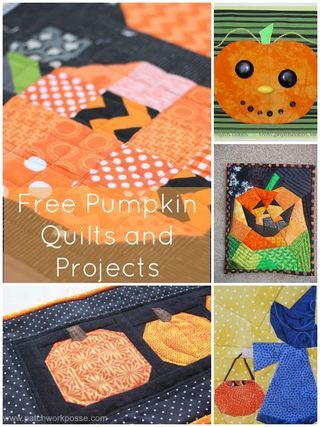 26 Quilt as You Go Tutorials | Easy Sewing Projects, Embroidery Stitches, Patchwork Patterns & More | Bloglovin Pumpkin Quilts, Pumpkin Quilt Pattern, Pumpkin Quilt, Fall Applique, Free Quilt Tutorials, Fall Sewing Projects, Mug Rug Tutorial, Halloween Applique, Halloween Sewing