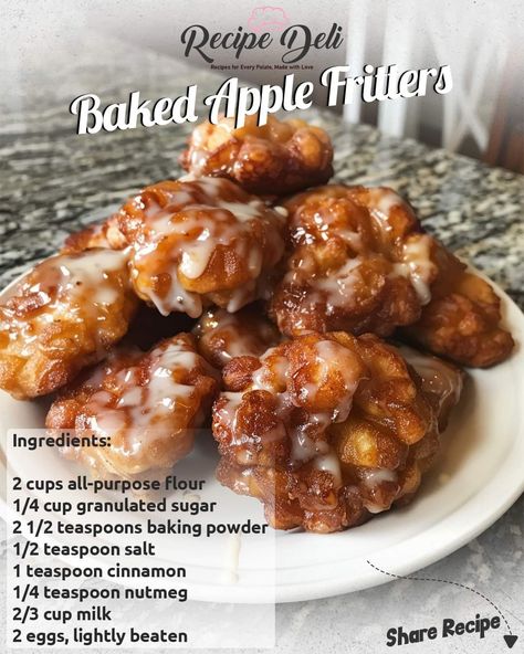 Apple Fritters Recipe, Baked Apple Fritters, Apple Recipes Easy, Fritters Recipe, Random Recipes, Impressive Desserts, Food Artwork, Apple Dessert Recipes, Breakfast Sweets