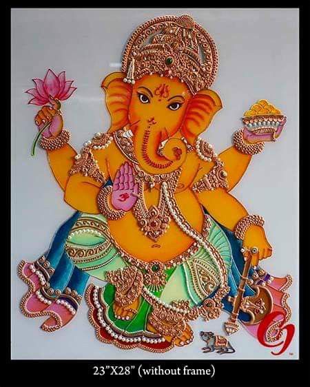 Ganesha Glass Painting Designs, Ganesha Glass Painting, Ganesh Drawings, Diy Mural Painting, Meenakari Painting, Ganesh Painting, Mural Art Design, Diy Mural, Abstract Pencil Drawings