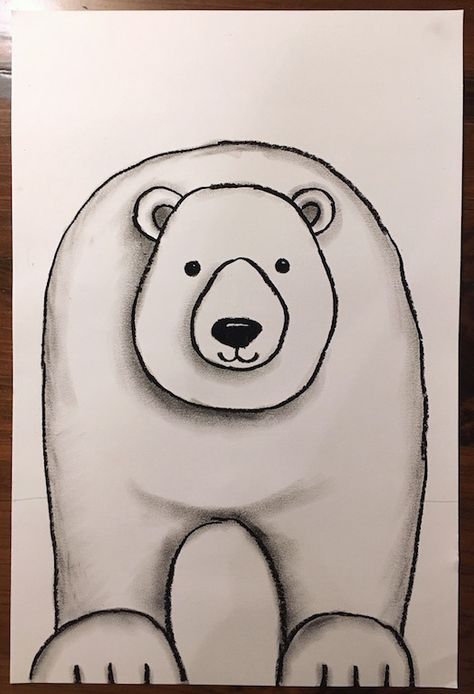 How To Draw A Polar Bear Step By Step, Polar Bear Drawing Easy, Draw Polar Bear, Polar Bear Art Project, Polar Bear Painting For Kids, Polar Bear Process Art, Polar Bear On Iceberg Drawing, Polar Bear Guided Drawing, Polar Bear Drawing