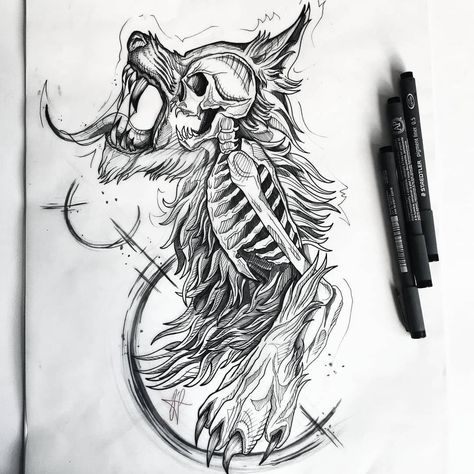 Black and White Illustrations (@blackworknow) posted on Instagram: “Tattoo design by @_savergnini Follow for more art and tattoo inspiration! #blackworknow if you would like to join our community…” • Apr 6, 2021 at 1:55pm UTC Werewolf Tattoo, Demon Tattoo, Cartoon Character Tattoos, Black And White Illustrations, Arte Alien, Instagram Tattoo, Tattoo Style Drawings, 3d Tattoos, Swag Art