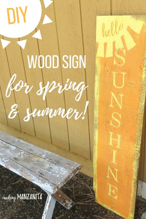 This DIY Hello Sunshine wood sign has me SO ready to welcome Summer. It is simple to make and it adds so much cheer to the front of our home. Barnwood Signs, Porch Boards, Sunshine Sign, Front Porch Bench, Spring Signs, Porch Diy, Nifty Crafts, Board Signs, Wood Signs Sayings