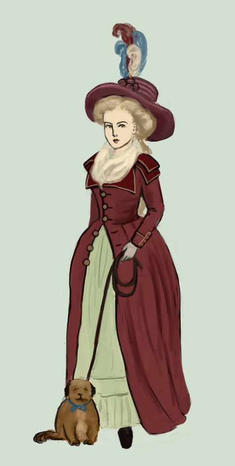 1790 .:2:. by Tadarida.deviantart.com on @DeviantArt Polonaise Dress, Sansa Stark Queen, 1790s Fashion, Riding Habit, Fashion Timeline, Georgian Era, 18th Century Fashion, Period Outfit, Easy Drawing