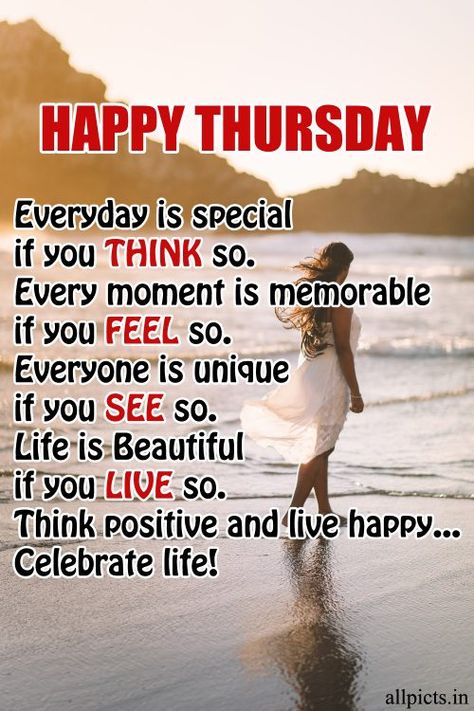 20 Best Thursday Thought Wallpapers as Motivational Quotes 08 - Everyday is special #ThursdayMotivation #Thursdayvibes #ThursdayMorning #ThursdayTrivia #ThursdayTreat #thoughts #thoughtoftheday #ThursdayThoughts #ThursdayThought Thursday Morning Quotes Inspiration, Thoughtful Thursday Quotes, Thursday Quotes Positive, Thursday Motivation Inspiration, Quotes For Thursday, Stay Happy Quotes, Thursday Quotes Good Morning, Thankful Thursday Quotes, Thursday Flowers