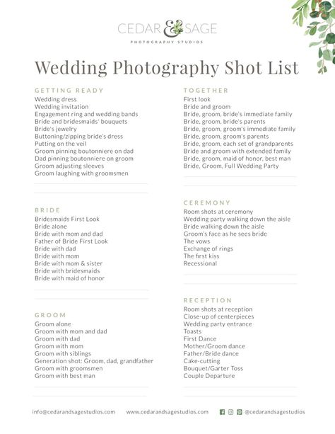 Wedding Photography Shot List, Wedding Photo Checklist, Photography Checklist, Wedding Photography List, Wedding Photo List, Photography List, Photo Checklist, Wedding Photography Checklist, Wedding Shot List