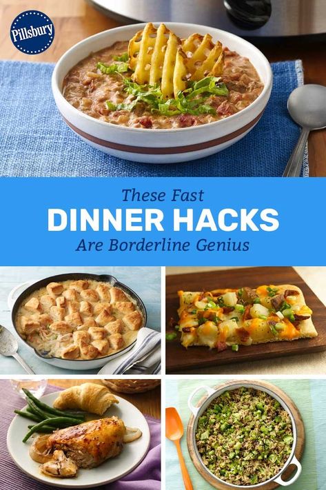 It isn’t always easy getting dinner on the table during crazy-busy weeks, so these brilliant kitchen shortcuts are here to help. Dinner Hacks, Hamburger Helper Recipes, Italian Gourmet, Fast Dinner, Pillsbury Recipes, Fast Dinners, Fast Easy Meals, Dinner Tonight, Copycat Recipes