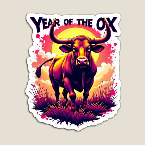 Get my art printed on awesome products. Support me at Redbubble #RBandME: https://www.redbubble.com/i/magnet/Year-of-the-Ox-by-OzonrandRainy/166434635.TBCTK?asc=u Creative Home, Sticker Art, Mini Art, Ox, Sticker Design, Awesome Products, Diy Decor, Art Gallery, Magnets