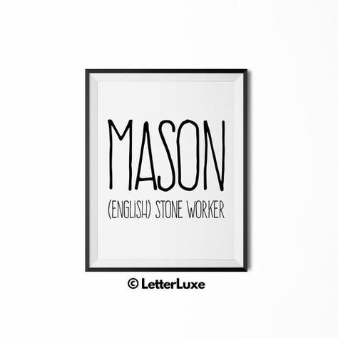 Mason Name, Family Quilt, Meaning Art, Typography Wall Decor, Typography Wall, Playroom Ideas, Space Room, Name Meaning, Wood Letters