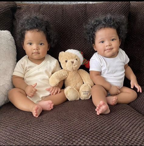 Mommy Vibes Aesthetic, Mixed Twins Boy And Girl, Triplets Babies Newborns, Mixed Twins, Black Twin Babies, Twin Baby Photos, Beautiful Black Babies, Baby Momma