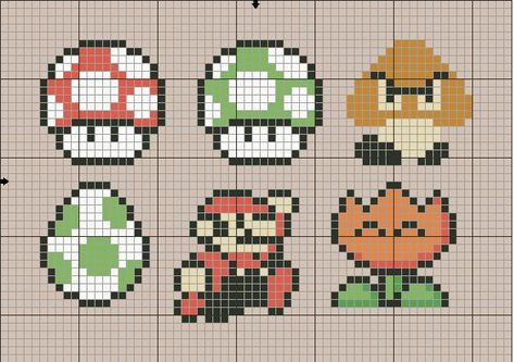 Mario Brothers Cross Stitch Pattern | Super Mario Mario Cross Stitch, Cross Stitch Games, Geeky Cross Stitch Patterns, Cross Stitch Embroidery Patterns, Embroidery Patterns Ideas, Modele Pixel Art, Tiny Cross Stitch, Beads Design, Small Cross Stitch