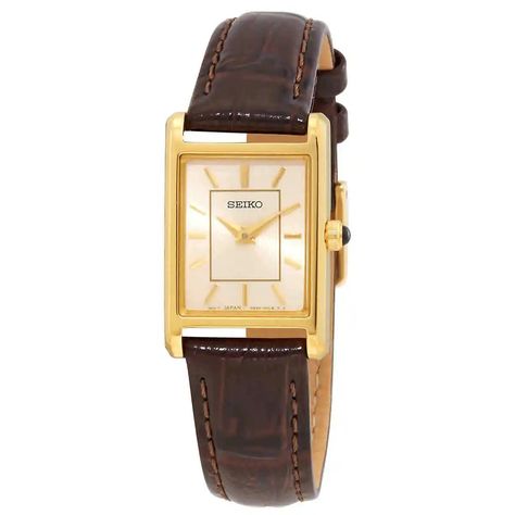 Seiko Essentials Quartz Light Champagne Dial Ladies Watch SWR066 29665209047 | eBay Seiko Essentials, Seiko Gold, Ladies Watch, Wish List, Minerals Crystals, Leather Band, Quartz Movement, Stainless Steel Case, Accessories Watches