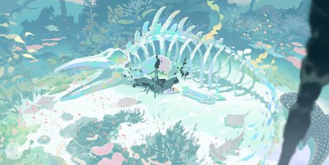 Whale Fall, Underwater Scene, Arte Inspo, 판타지 아트, Environment Concept Art, Environmental Art, Anime Scenery, 그림 그리기, Pretty Art