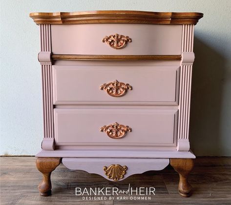 Painted in Dixie Belle Tea Rose with a modern block paint application. French Provincial Nightstand, Modern French Provincial, Furniture Transformation, Repainting Furniture, French Provincial Dresser, Furniture Redo, Funky Furniture, French Provincial, Furniture Makeover Diy