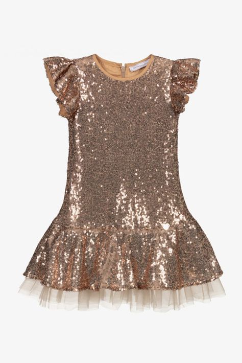 Girls Gold Dress, Gold Party Dress, Rose Gold Sequin Dress, Gold Tulle, Girls Sequin Dress, Dazzling Dress, Classic Party, Sequence Dress, Gold Outfit