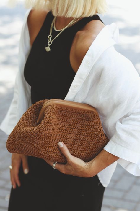 Hand Crochet Pouch Bag, Leather Trimmed Crochet Clutch, Fashion Bag, Crochet Bag, Handmade Bag, Cloud Bag, Evening Clutch, Gift For Her, Straw Pouch, Magnetic Frame, Cloud Bag, Tan Handbags, Tan Bag, Crochet Clutch, Crochet Fashion Patterns, Crochet Bags Purses, Macrame Bag