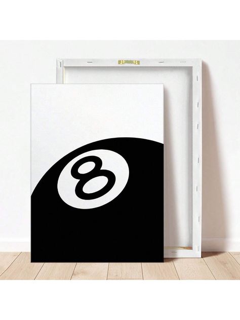 1 Piece/Set, Framed Art Decoration Ready To Hang Billiards Club - Black And White Digital 8 Ball Poster Creative Art Poster Wall Art, Wall Decor, Canvas Art, Wall Art Living Room Poster Bedroom Painting With Frame Multicolor Simple   Canvas  Hanging Painting   Home Decor, size features are:Bust: ,Length: ,Sleeve Length: 8 Ball Painting, 8 Ball Poster, Poster Creative, Bedroom Painting, Living Room Poster, Poster Bedroom, Wall Decor Canvas, Canvas Art Wall, Black And White Painting