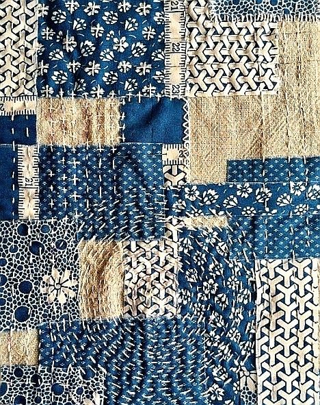 Shashiko Embroidery Quilt, Denim Interior Design, Slow Stiching Projects Ideas, Japanese Quilts Sashiko, Modern Embroidery Fashion, Boro Stitching Tutorials, Slow Stitching Ideas, Boro Quilt, Boro Embroidery