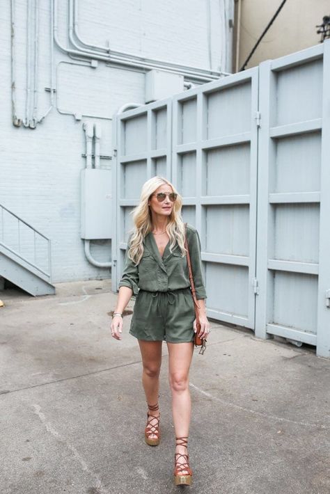 Lou and Grey Utility Romper / So Heather Utility Romper, Chic Romper, Open Neck, Chic Top, Spring Fashion Trends, Women Helping Women, Spring Tops, White Jacket, See By Chloe