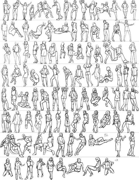 Person Bending Down Reference, Reference Sheet Poses, 4 People Poses, Gestures Reference, Poses Sketch, Gesture Sketch, Human Sketch, Human Body Drawing, Human Figure Sketches